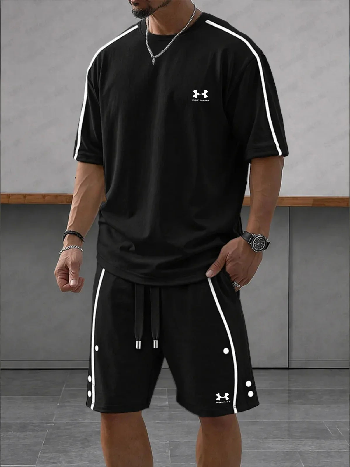 UA-Contrast-Knit Casual Sport Set