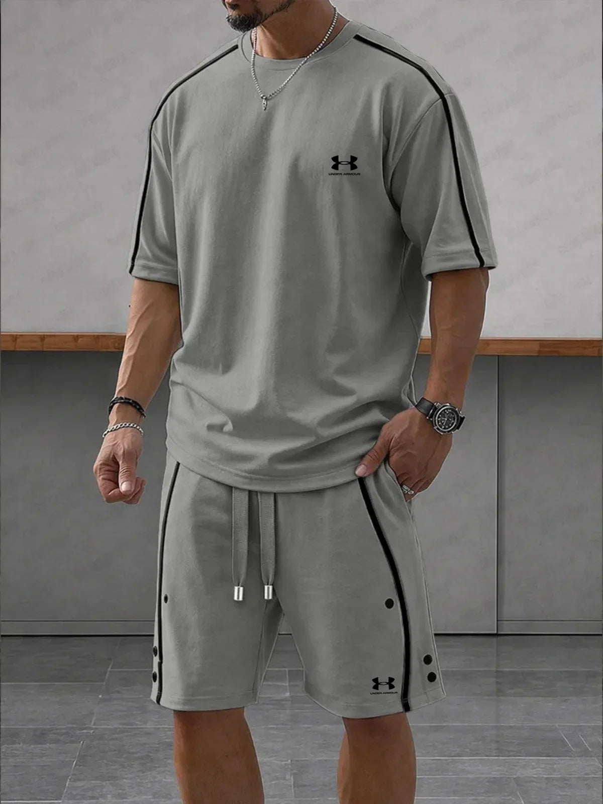 UA-Contrast-Knit Casual Sport Set